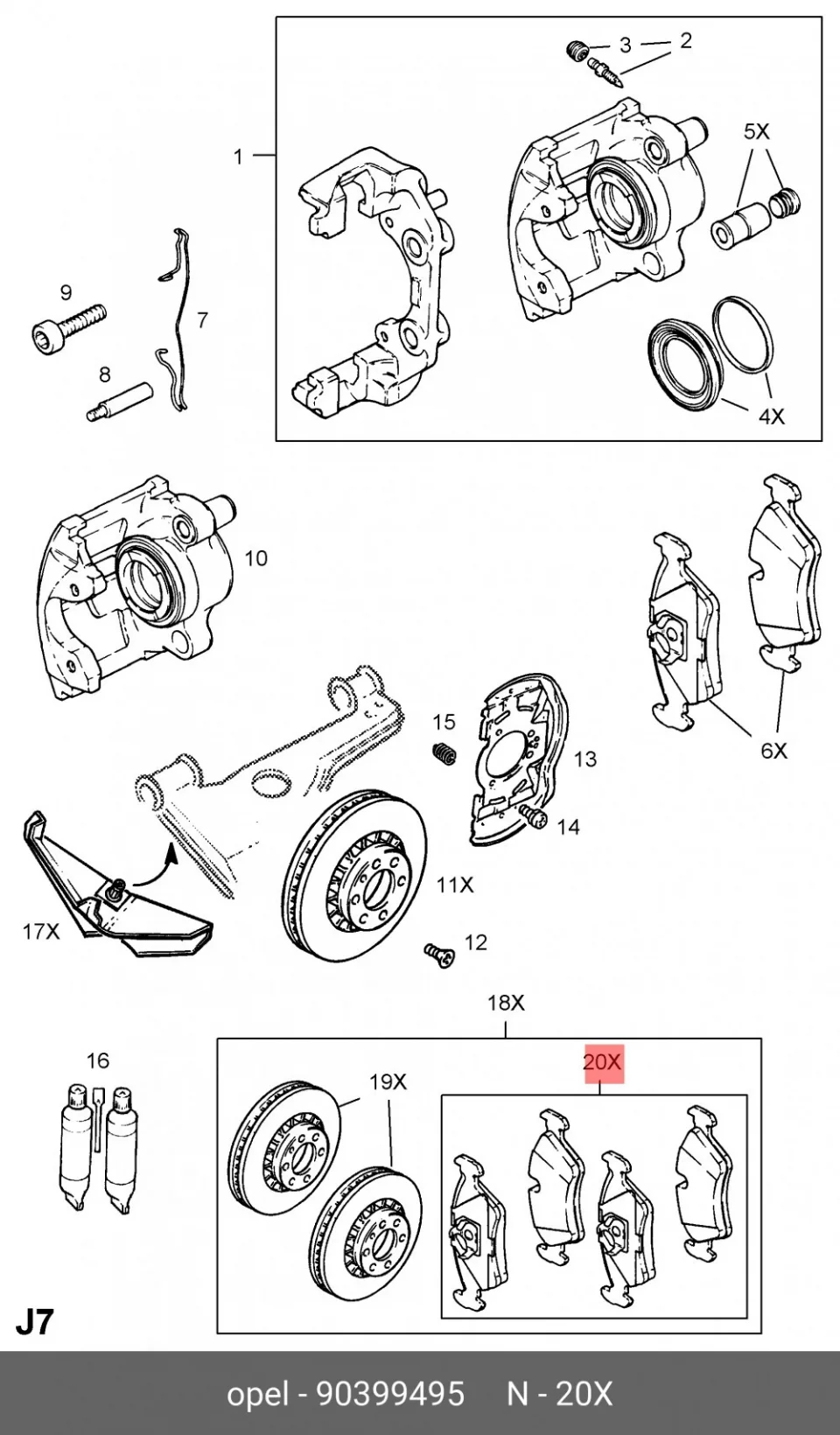 Схема: Тормозные колодки передние FORGA F1509054