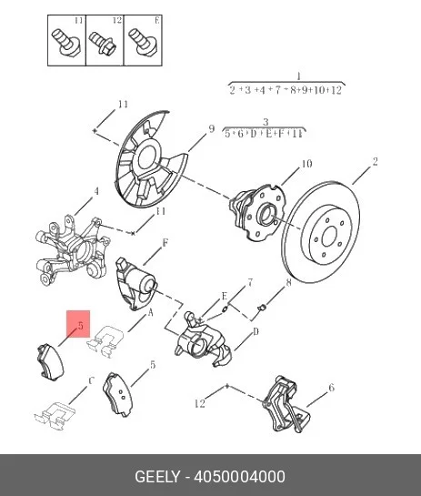 Схема: Тормозные колодки задние FORGA F1509063