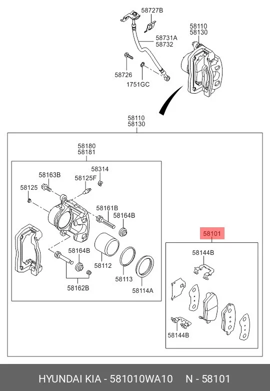 Схема: Тормозные колодки передние FORGA F1509064