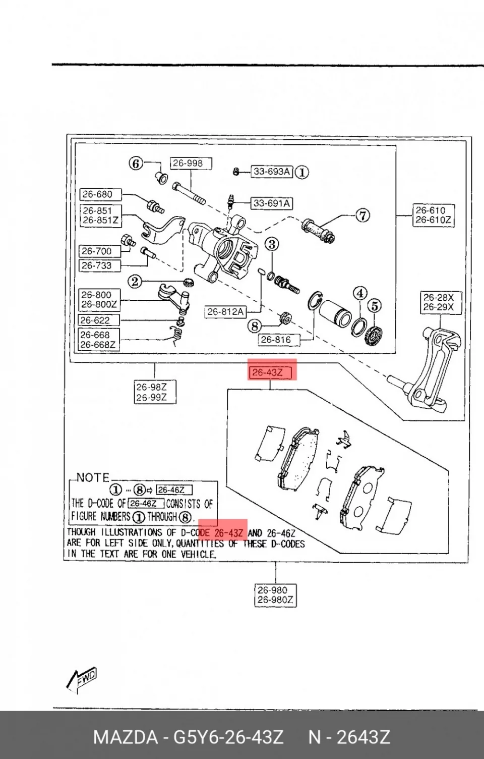 Схема: Тормозные колодки задние FORGA F1509076