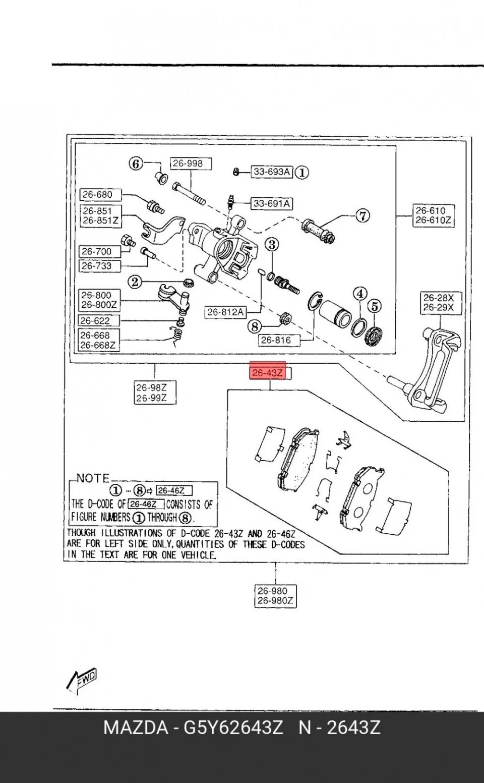 Схема: Тормозные колодки задние FORGA F1509076
