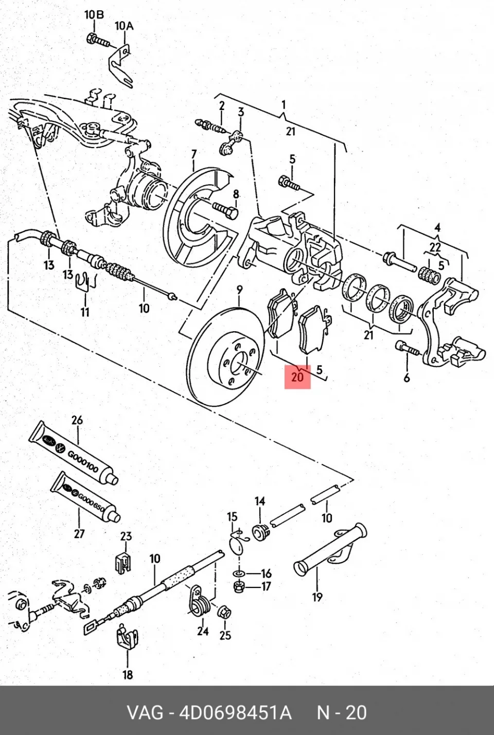 Схема: Тормозные колодки задние FORGA F1510007